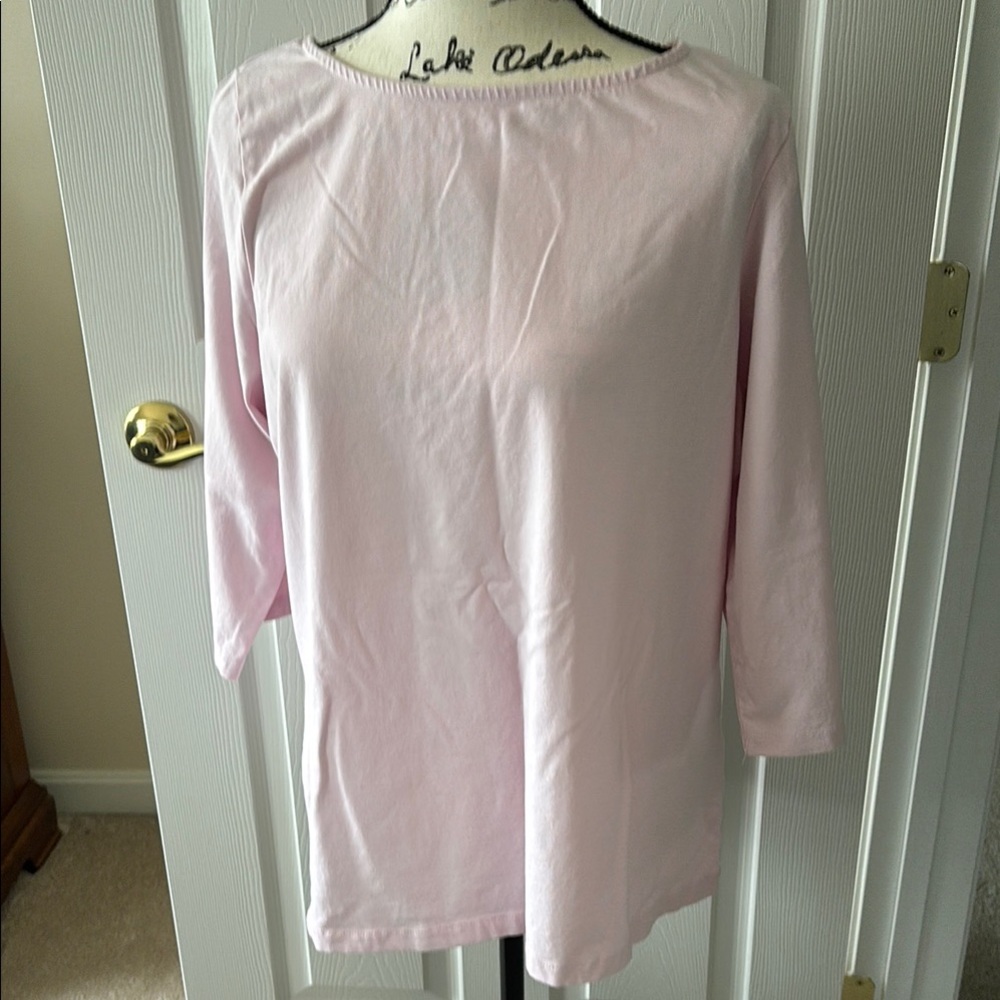 Chadwicks Pink Blouse with 3/4 Sleeves and Relaxed Fit